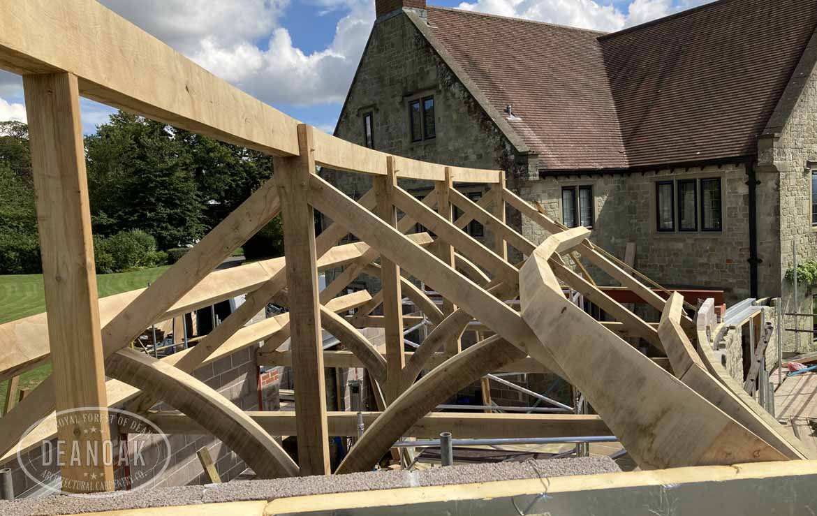 Curved Braced Kingpost Roof in Shaftsbury by Deanoak Limited