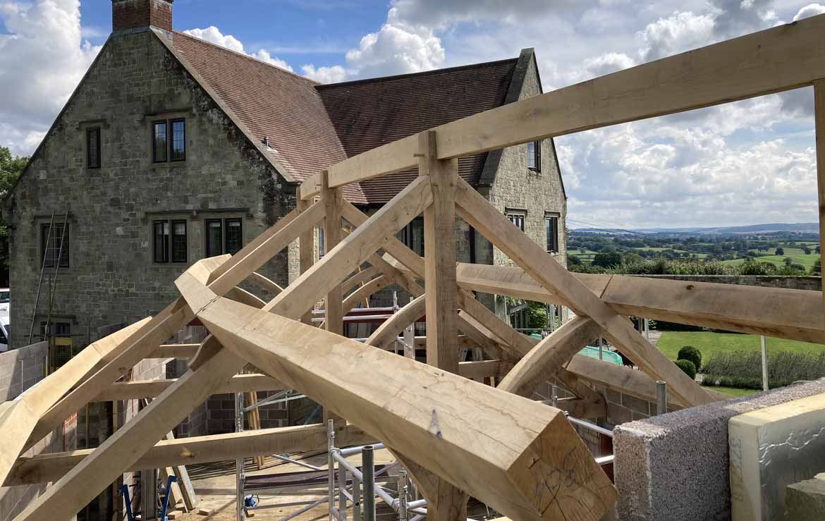 Curved Braced Kingpost Roof in Shaftsbury by Deanoak Limited